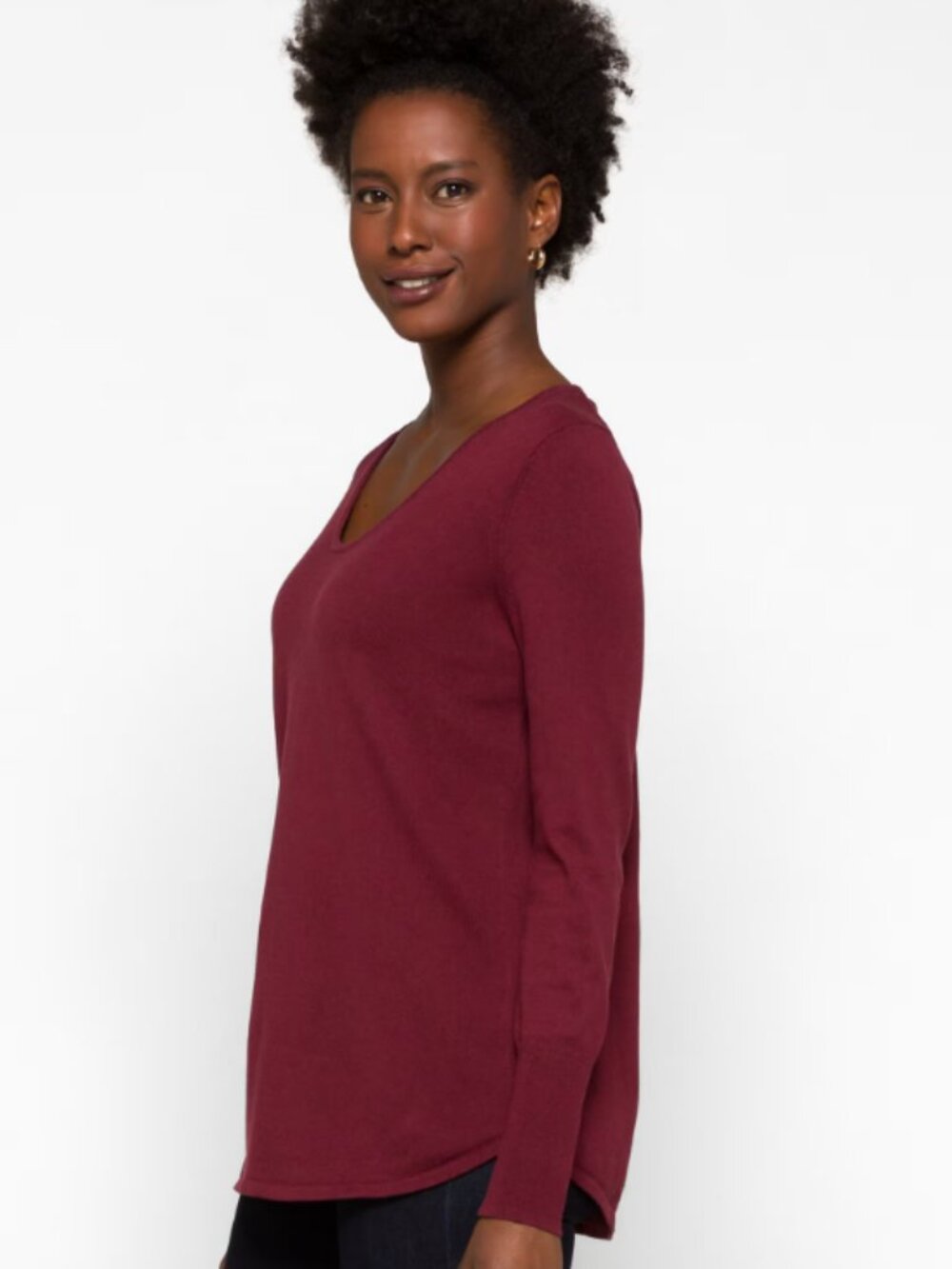 NIC+ZOE Burgundy Vital V-Neck Sweater Small Maroon - Picture 9 of 10